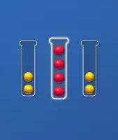 Сортировать шарики по цветам в колбах